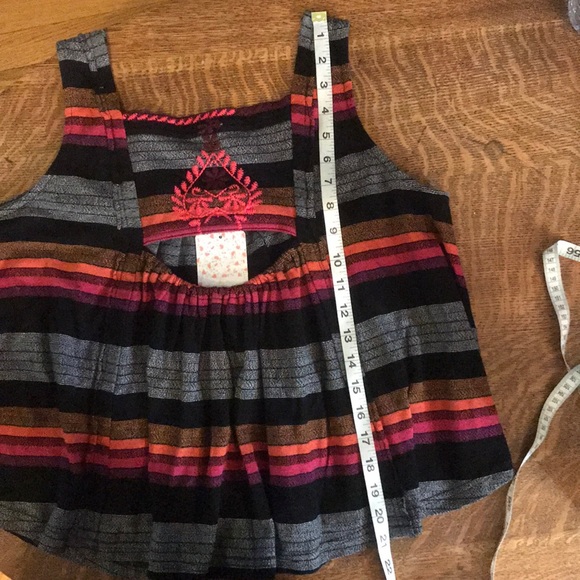 🆕 Free People Embroidered Striped Tank Top Black - Picture 6 of 6